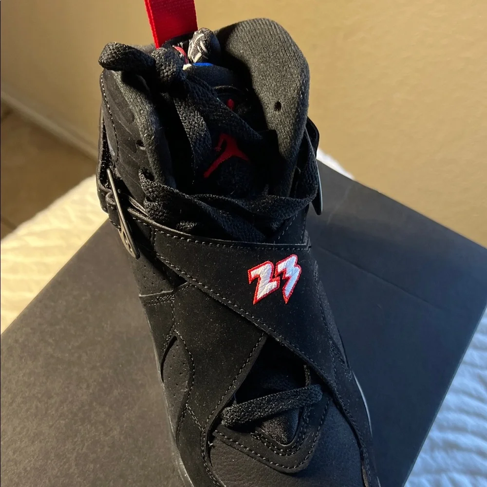 Jordan Kids Black and Red High-Top 8 Retro (GS) Sneakers